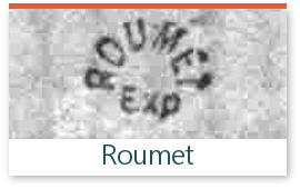 signature de l'expert Roumet sur les timbres de collection, estampille