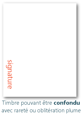 position de la signature des timbres pouvant être confondu avec un rareté ou oblitératiopn à la plume