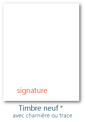 position de la signature des experts sur les timbres neufs avec charnière