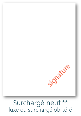 position de la signature des experts pour les timbres surchargés neufs ** luxe ou oblitéré