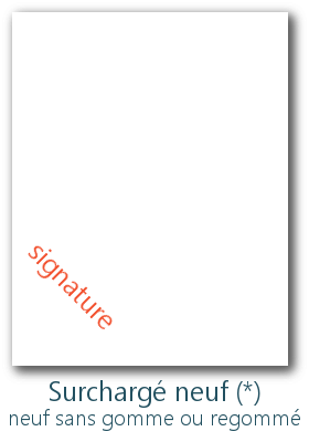 position de la signature des experts pour les timbres neufs sans gomme ou regommé